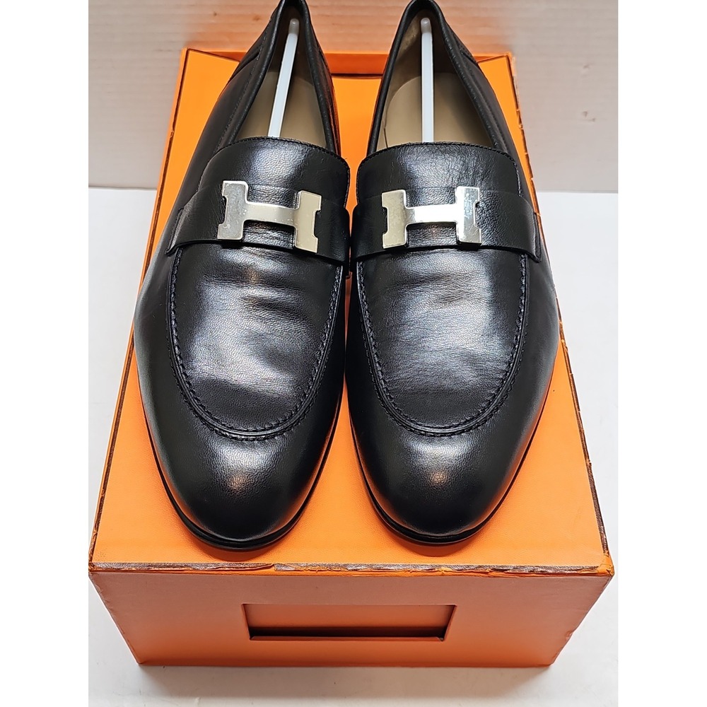 Hermes Paris Loafer, Color Noir, Palladium H logo, 44, NWB